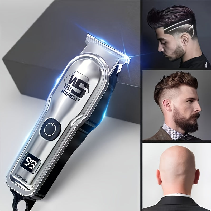 1 Men's Wireless Hair Clipper & Beard Trimmer with LCD Display, Professional USB Rechargeable Grooming Kit - Durble and Portatile for Father' Day/Birthday or Holiday Presents - ayq