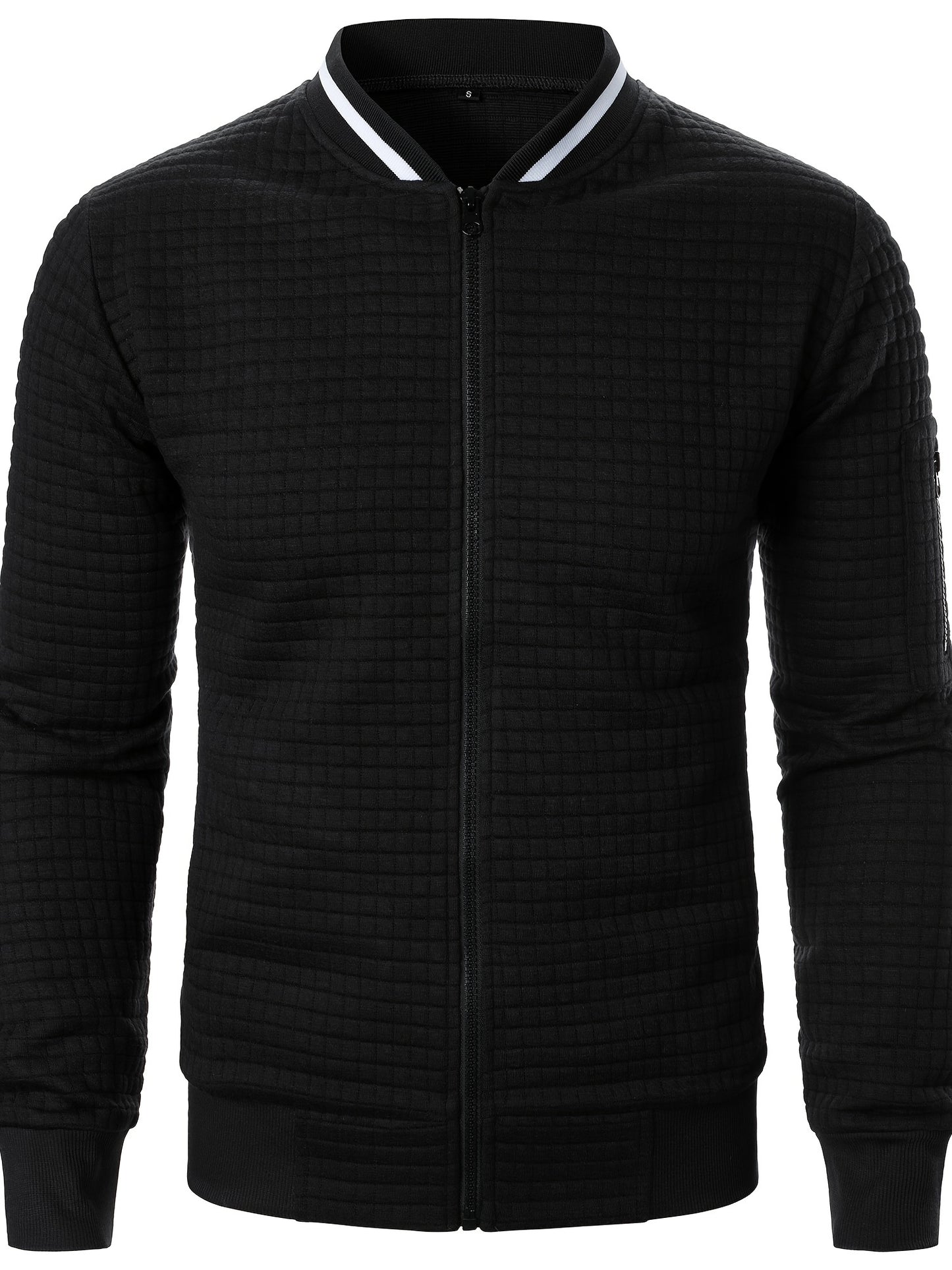 Men'S Zip-Up Jacket - Full-Zip Front Closure, Stand Collar, Lightweight Outerwear for Office, Casual & Formal Events - Spring/Fall Transitional Clothing - Easy-Care Modern Men'S Coat, Zip Up Jacket, Autumn Layering, Sleek Des