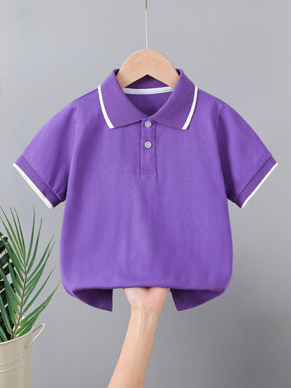 Kids' Cotton Polo Shirt Summer Casual Short Sleeve Top