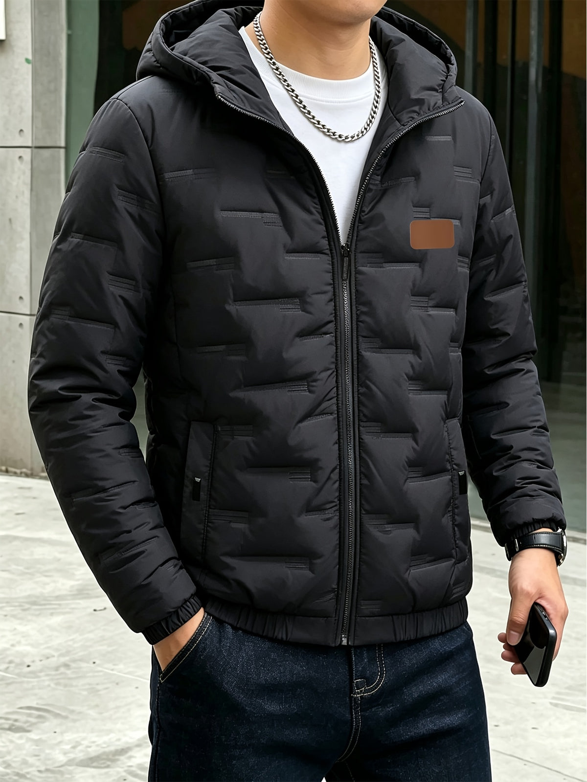 Men's Hooded Zipper Jacket for Fall Winter Outdoor Sports