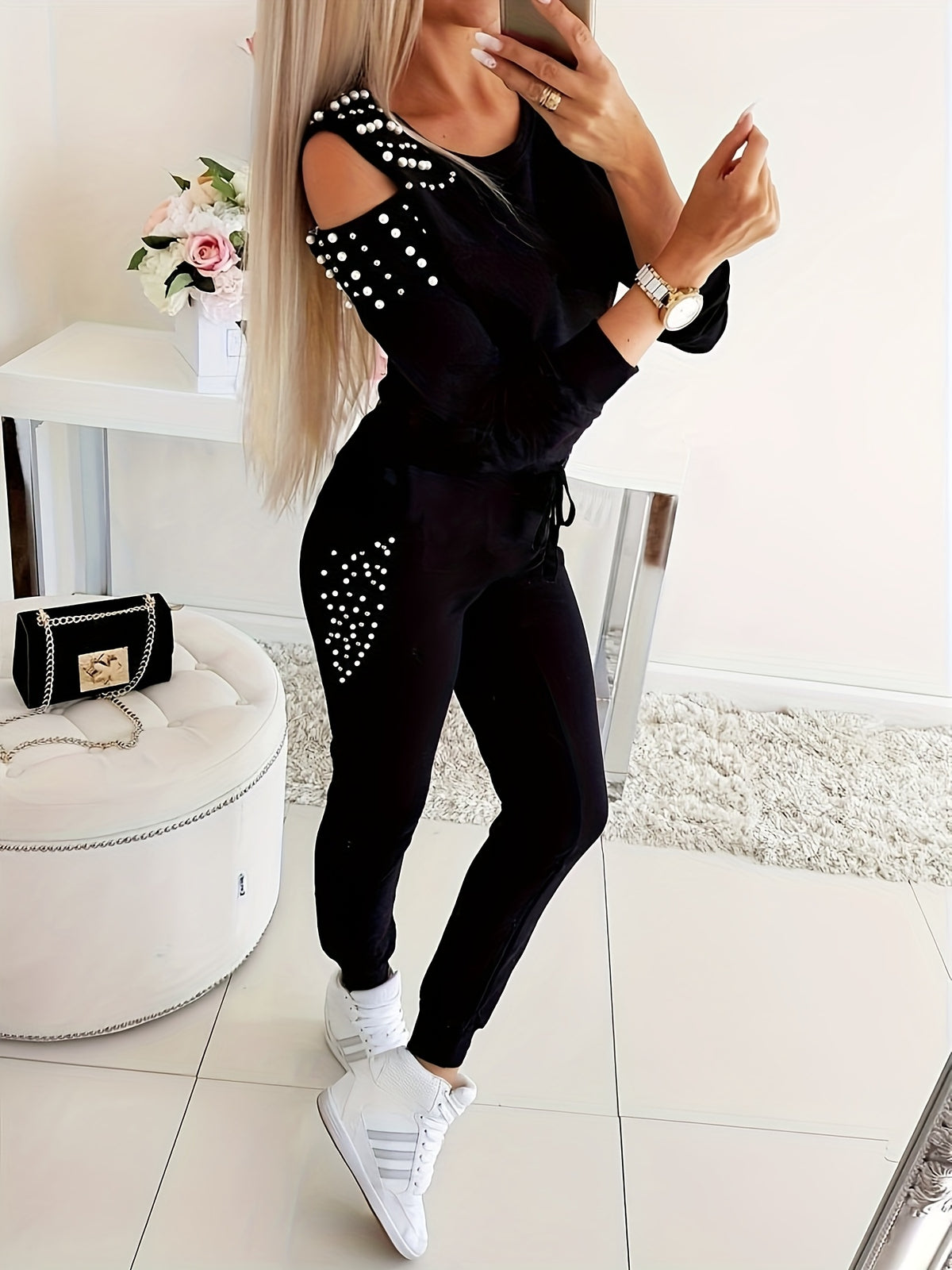 Women's Elegant Casual Solid Color Top and Pants Set - ayq