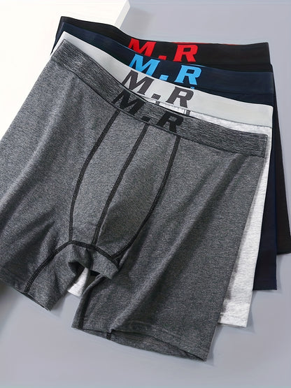 Men's Cotton Sports Boxer Briefs 4-Pack Breathable Comfort