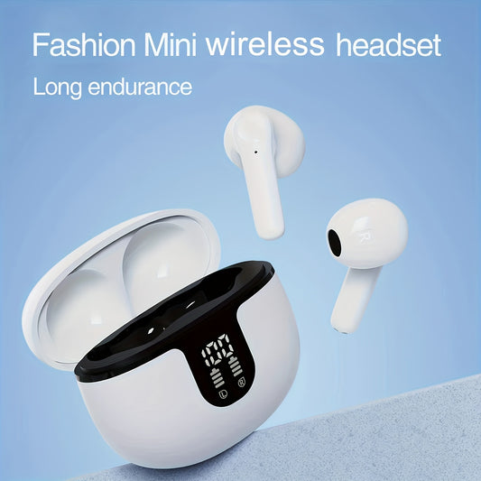 Wireless Earbuds Headphones, 40H Playtime Stereo Ear Buds, LED Power Display Cordless In-Ear Earphones with Microphone for iOS Andriod Cell Phone Sports