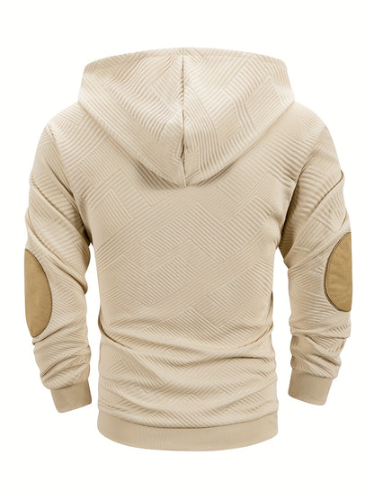 Men's Casual Fashion Set Knit Jacquard Hoodie and Pants 2pcs Set