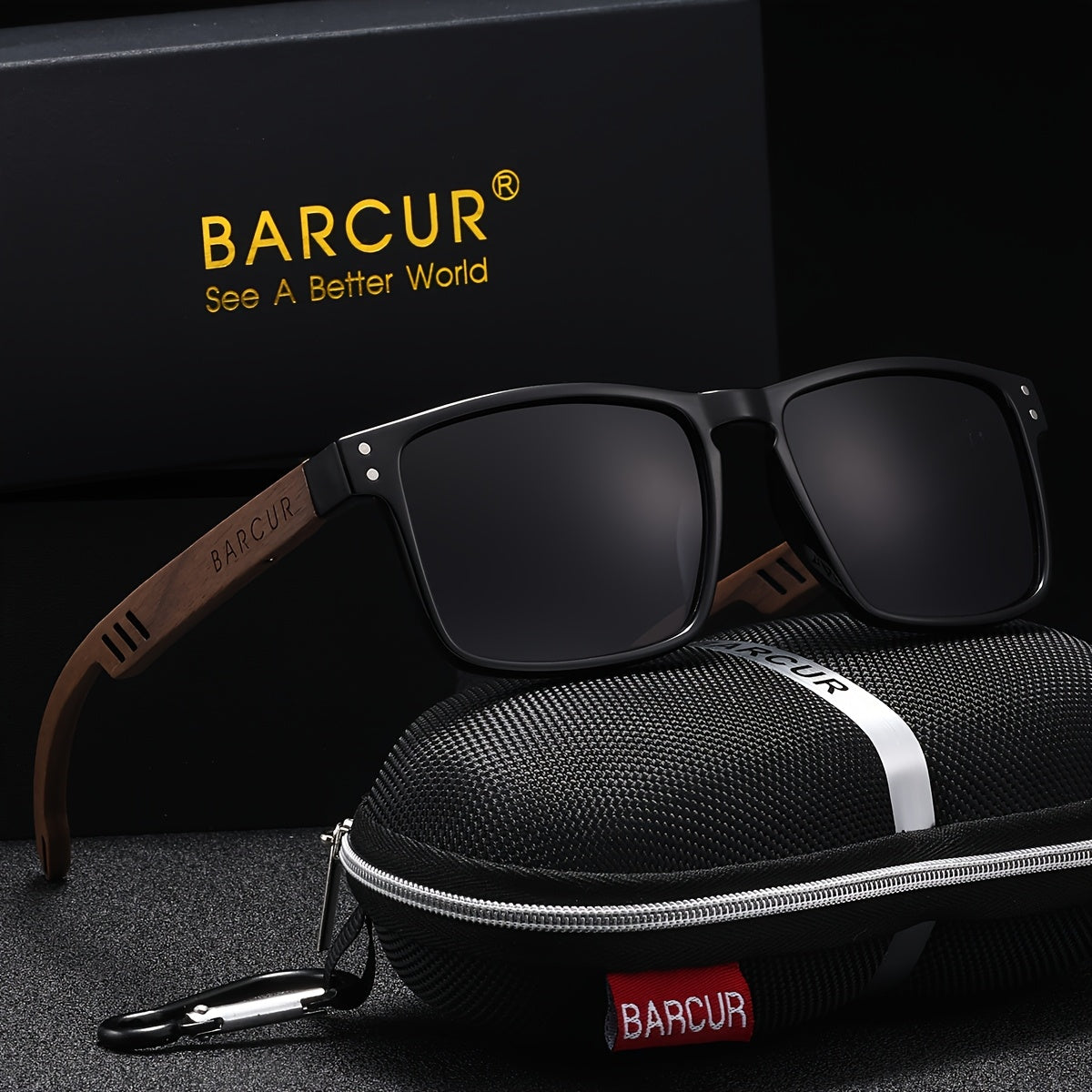 BARCUR Polarized Vintage Wood Sunglasses for Men & Women
