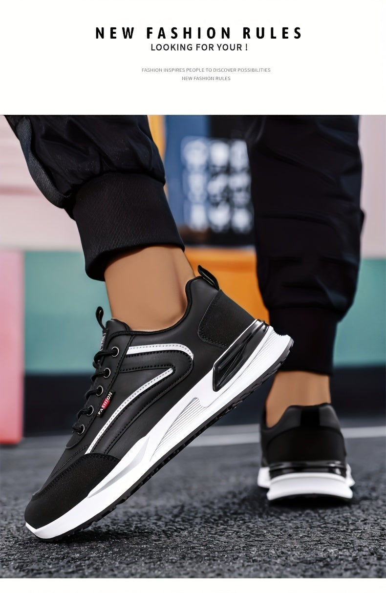 Men's Plus Size Walking Shoes, Skate Shoes, Breathable Trail Running Shoes, Travel Shoes, Trendy Versatile Low-Top Casual Sports Shoes, Fashion Sneakers, Black Knit Mesh Shoes for Spring, Summer, Autumn, All Seasons - ayq