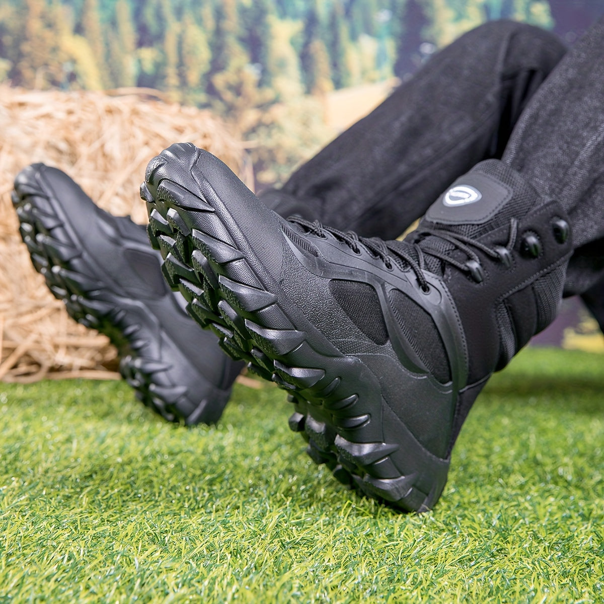 Men's High-Top Outdoor Hiking Boots with Fabric Upper