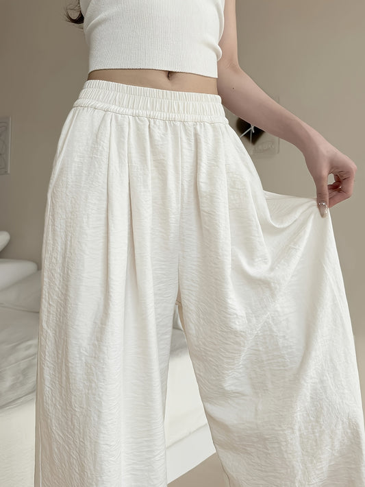 Women's High-Waisted Bohemian Wide-Leg Cropped Pants