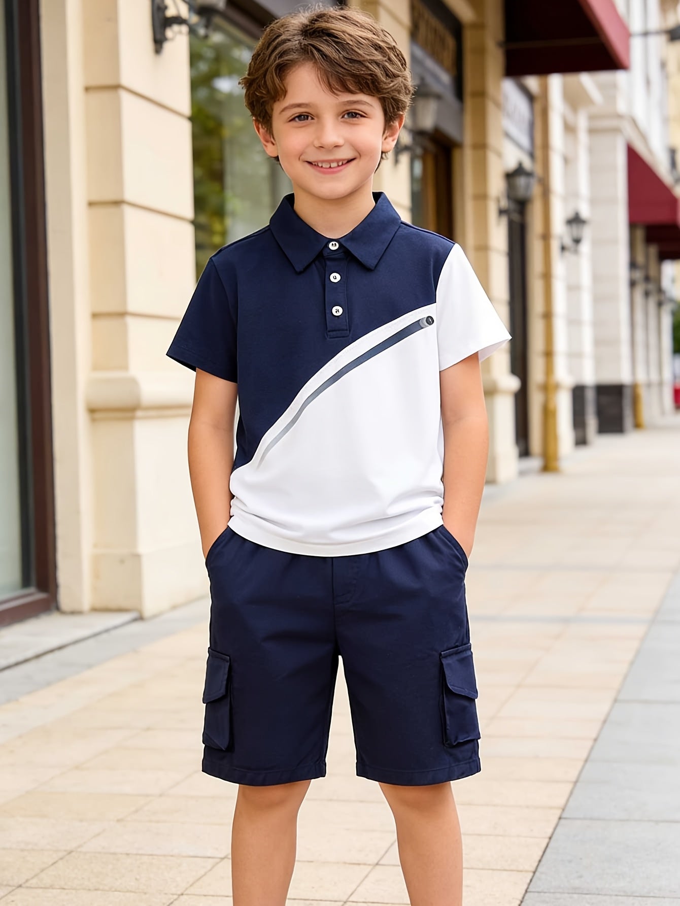 Boys' Summer 2-Piece Cotton Shorts Set with Polo T-Shirt