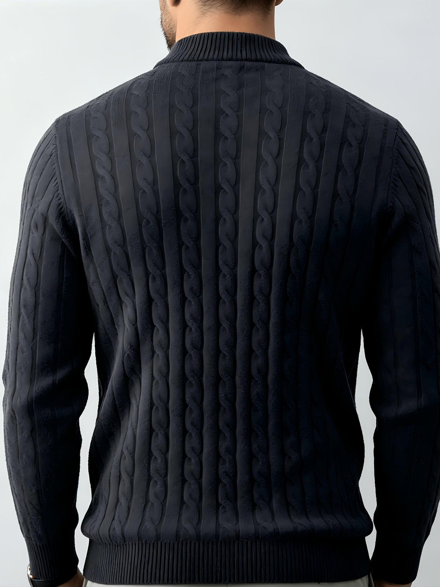 Men's Casual Quarter-Zip Knit Pullover for Spring and Fall