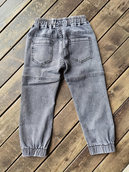 Boys' Casual Ribbed Cuff Denim Jeans for Spring/Fall