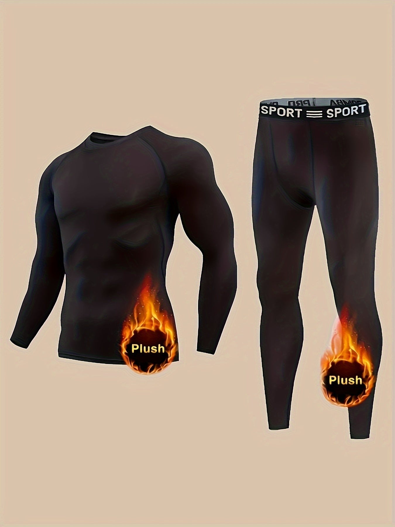 Men's Thermal Fleece-Lined Base Layer Set for Winter Outdoors