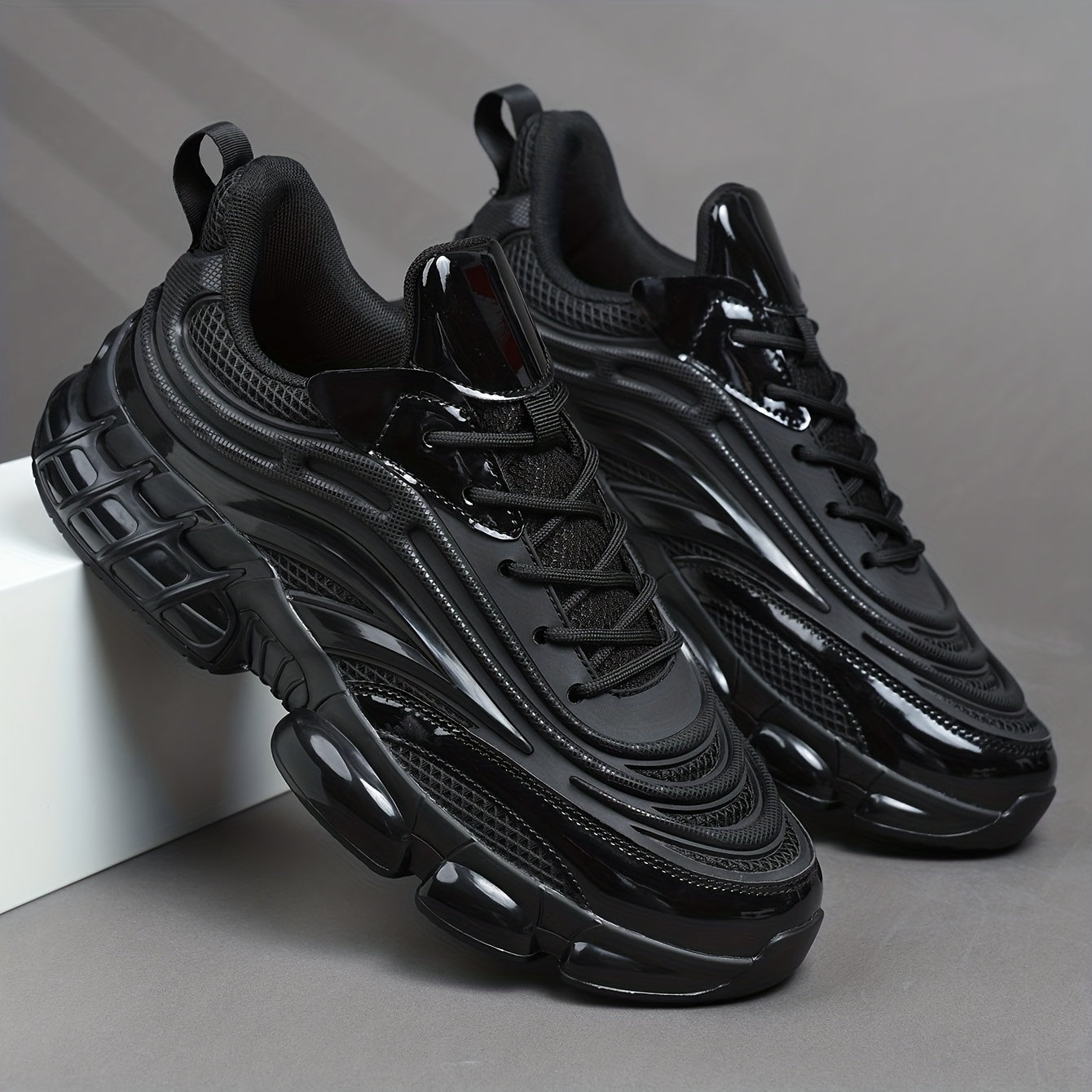 Men'S Casual Low-Top Lace-Up Sneakers, Lightweight And Breathable Running Shoes, Comfortable Lining Suitable for All Seasons - ayq