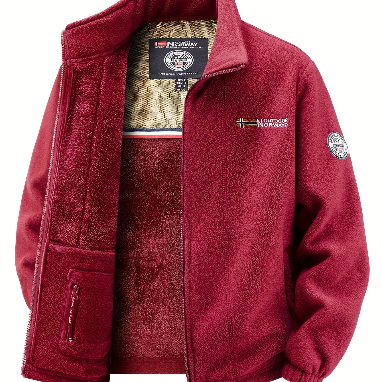 Men's Warm Stand Collar Cardigan Jacket, Honeycomb Heat-Retaining Graphite Lining, Thermal Insulation, Warmer Upper Body, Quality Men's Wear, Warm Lining, Carbon Fiber Technology - Full-Zip Winter Coat, Full-Length Zipper, Ma