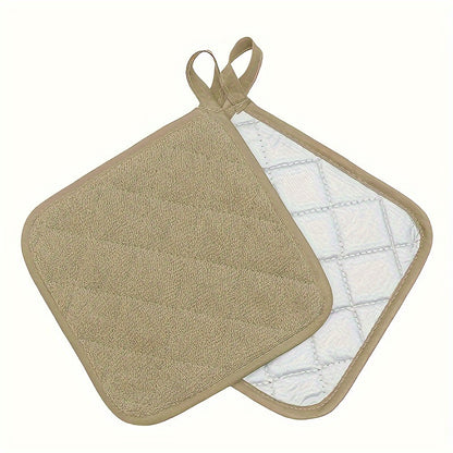 4-Pack Kitchen Pot Holders, High Heat Resistant Quilted Thick Fleece Hot Pot Stands Set, Washable Tripod for Cooking and Baking, 16.0x16.0 cm, Polyester 100% - Red