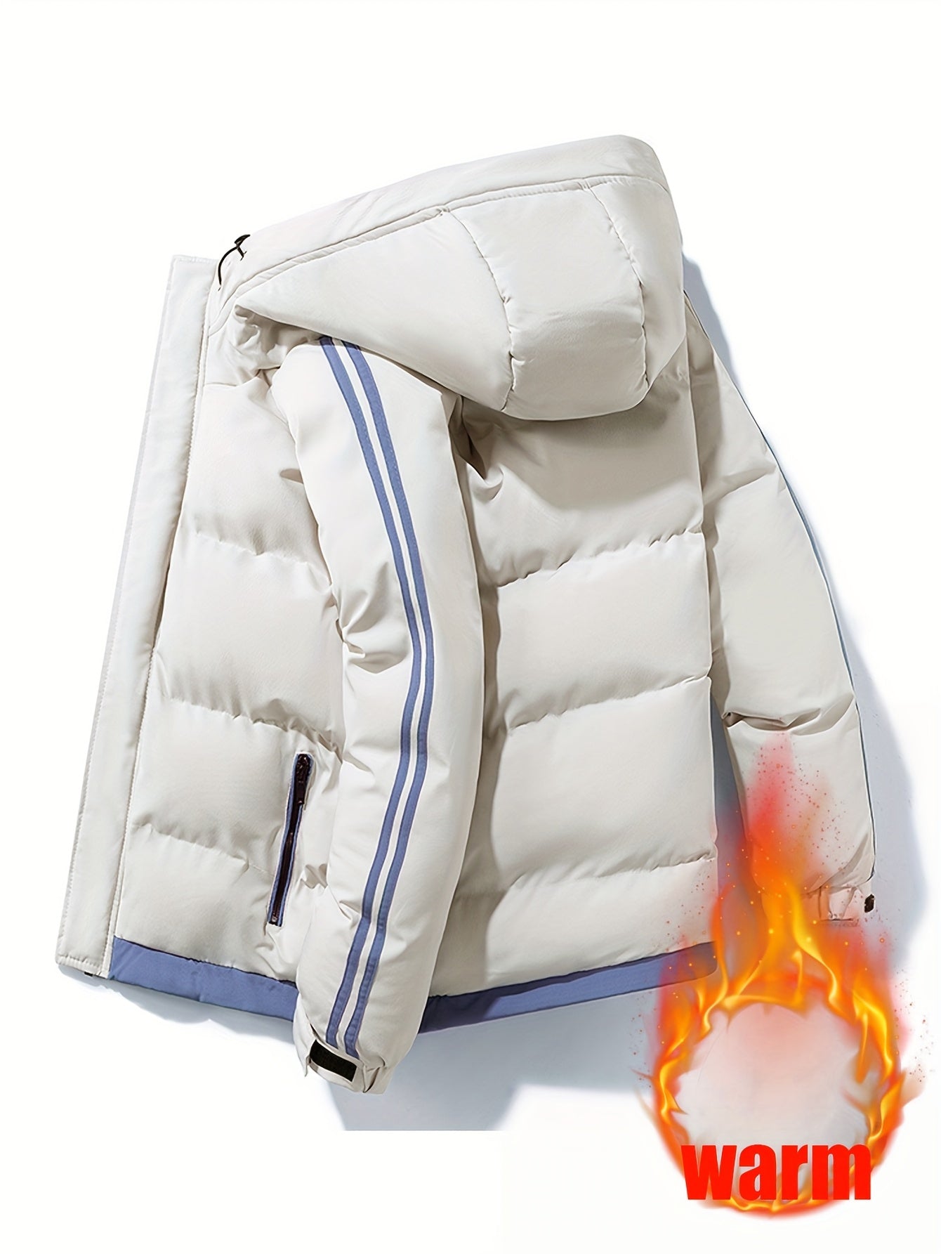 Men'S Heavyweight Winter Hooded Jacket - Thermal Insulated Cold Weather Coat with Zipper Closure, Long Sleeve Outerwear for Hiking, Skiing, Thick, Hiking Gear, Sleek Design, Durable Construction, Outdoor Enthusiasts