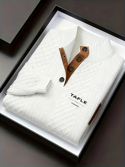 Milan High-Quality New Luxury Men'S Stand-Up Collar Jacquard Knitted Sweater, Casual Long-Sleeve Jacquard Golf Shirt