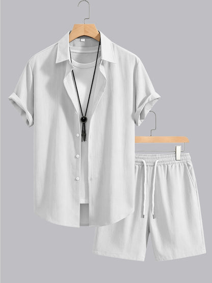 Men's Summer Casual Shirt & Shorts Set - Lightweight, Breathable
