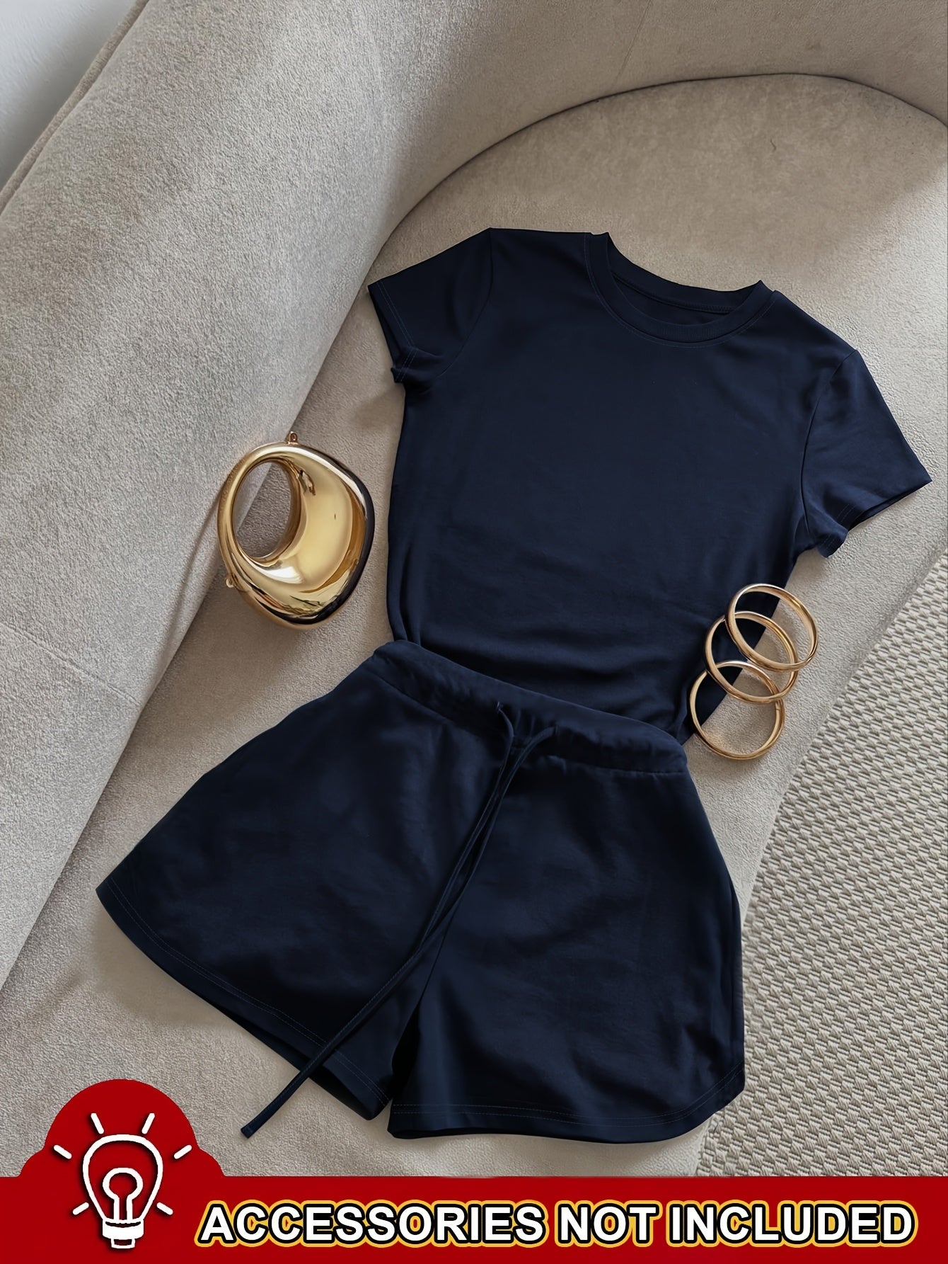 Women's Casual 2-Piece Set: Slim T-Shirt & Loose Shorts