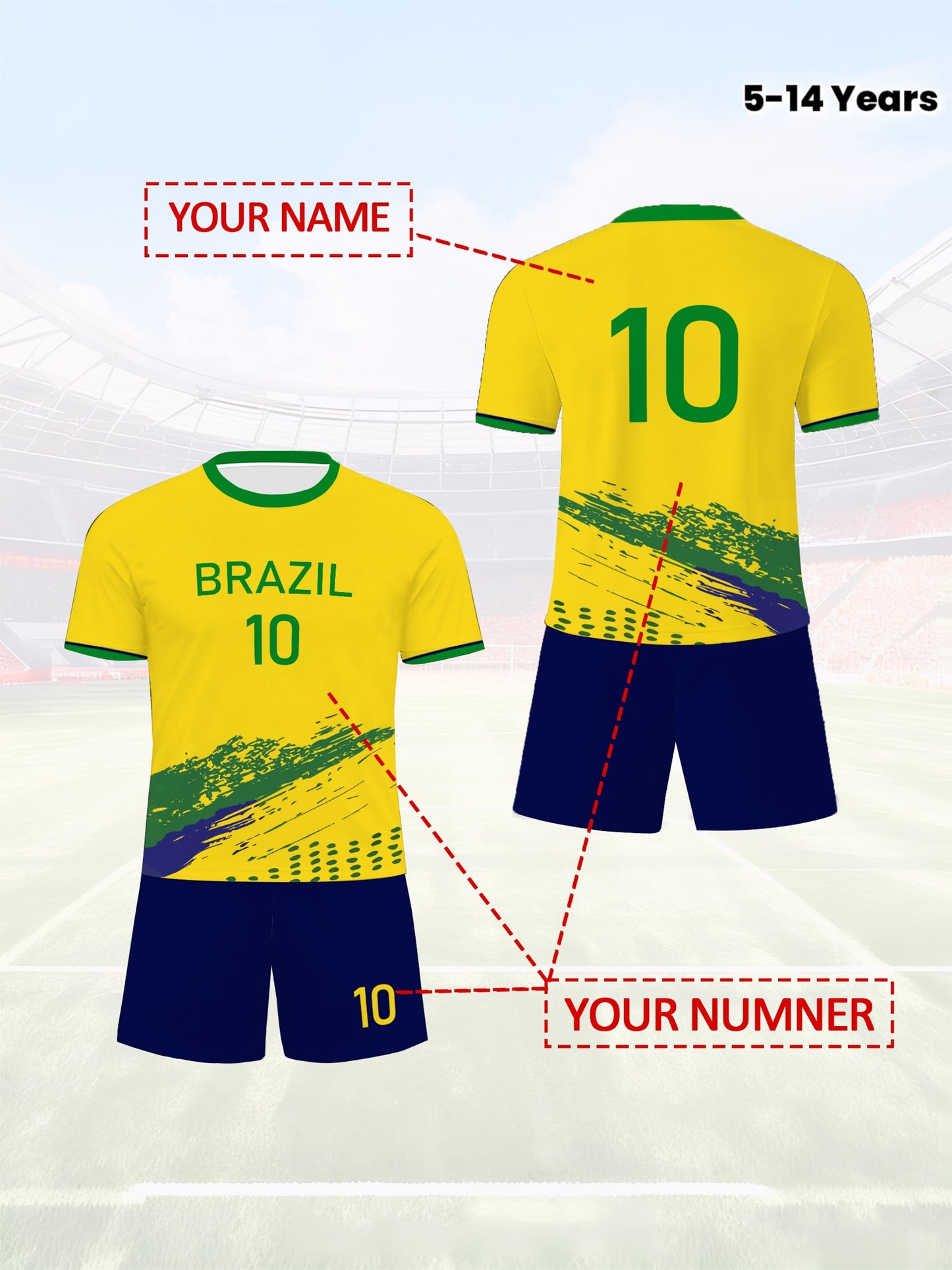 Personalized Boys' Soccer Kits with Custom Names and Numbers