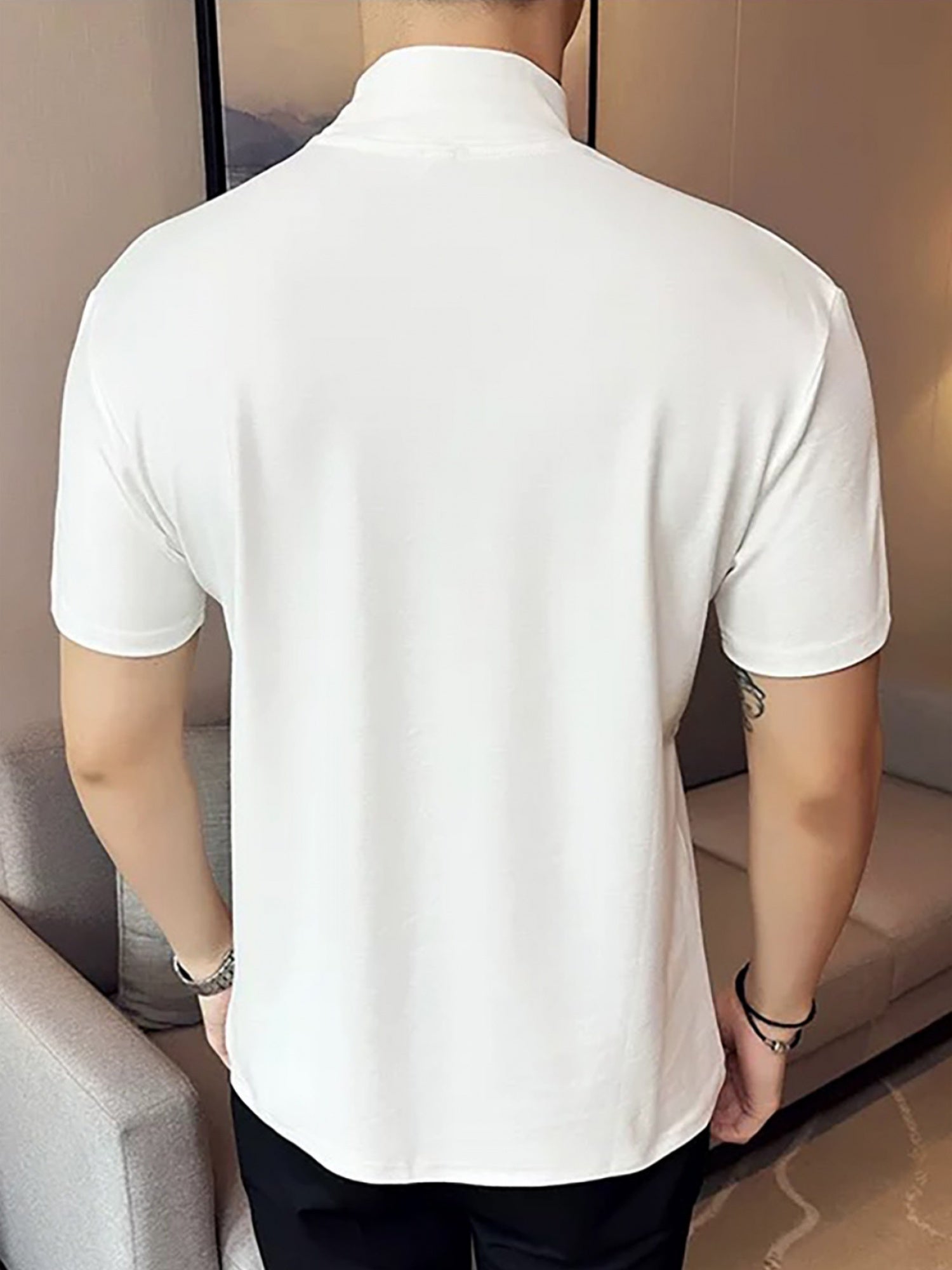 Fashion Trendy INS Minimalist Creative Solid Color Men's Short Sleeve Shirt for Sports, Fitness Running Training Casual - ayq