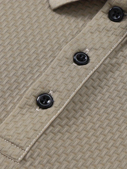 FS1128 Style Men'S Jacquard Polo Shirt with Unique Print Patterns, Casual Short Sleeves, Summer Fashion, Breathable Embossed Top, a Perfect Gift - ayq