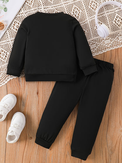 Baby Boy Casual Long Sleeve Bear Print Top and Pants Set