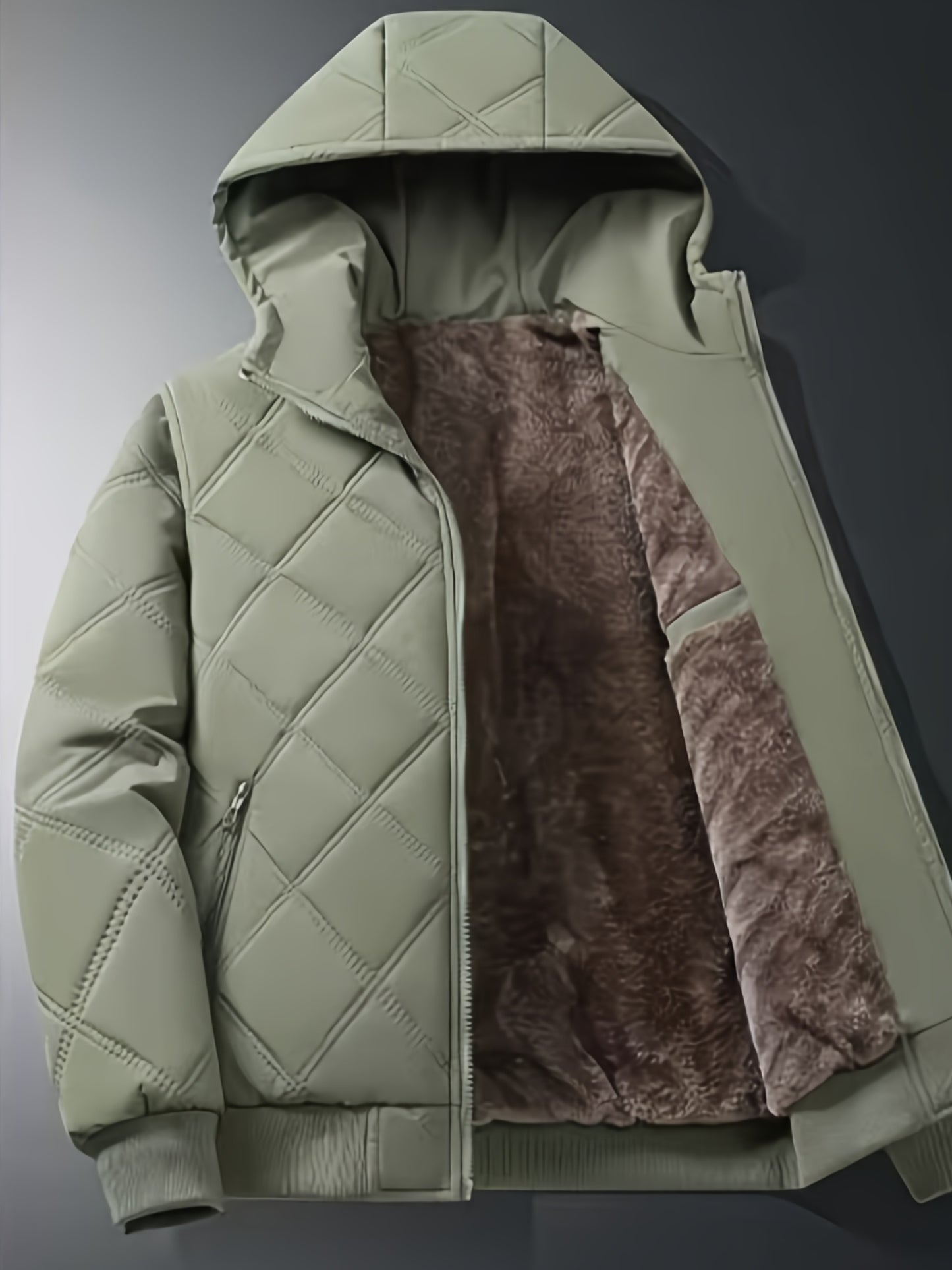 Men'S Heavy-Duty Winter Jacket with Full-Zip Hooded Coat - Thermal Insulated Cold Weather Outerwear, Full-Zip Closure & Zippered Pockets, Machine Washable