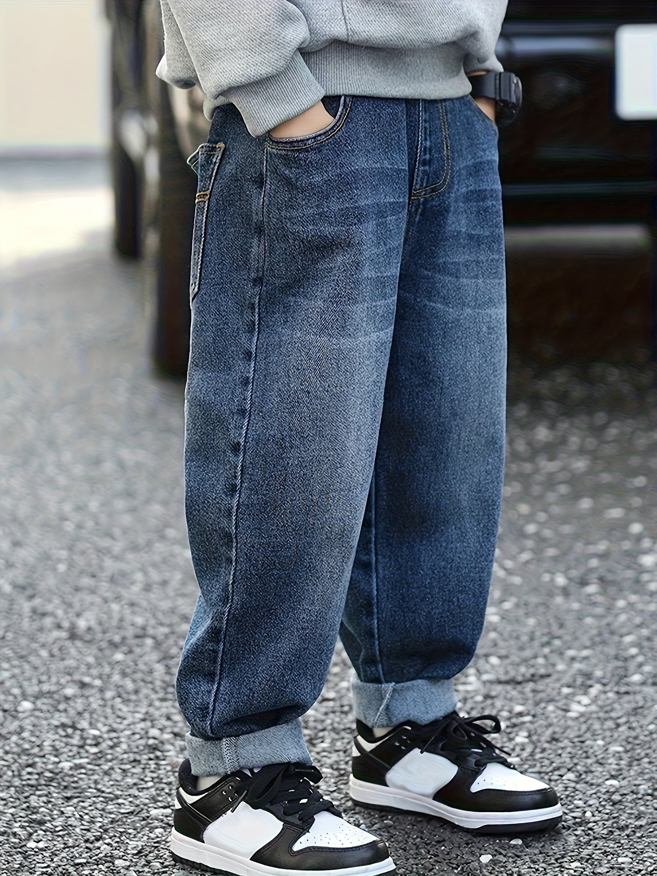 Boys' Straight Leg Denim Jeans for Spring & Fall, Casual Style