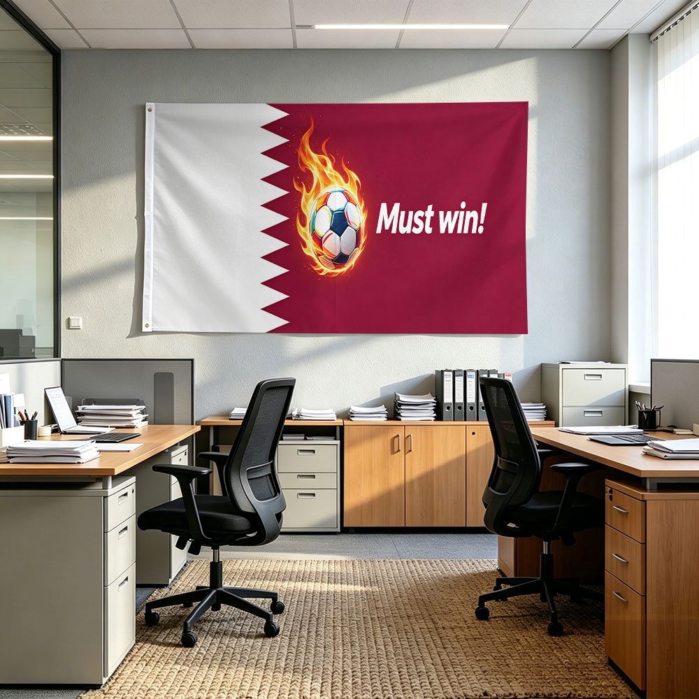 Qatar Football Print Polyester Cheer Banner for Sports & Parties