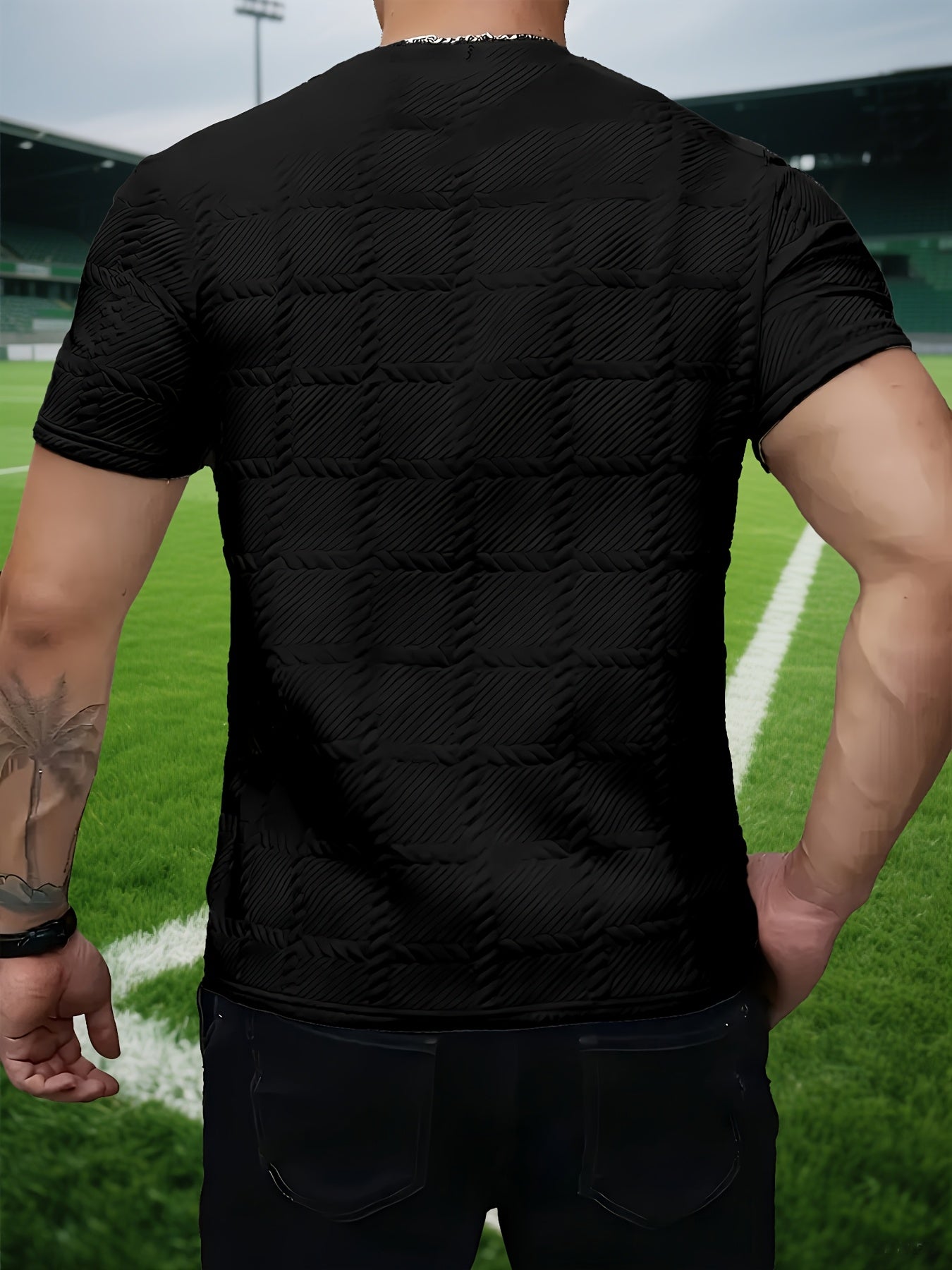 Men's T-shirt, Casual Tee, Breathable Slim-fit Short Sleeves, Machine Washable Comfort, Versatile Casual Wear, Sporty Leisure Top, Classic Crew Neck - ayq