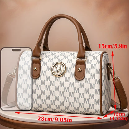 The New MINI Women'S Fashion Shoulder Bag Features a Classic Monogram with a Golden 'M' Logo. It Can Be Worn Crossbody And Has a Detachable Shoulder Strap, Making It Suitable for Daily Outings, Work Commutes, Travel, Parties