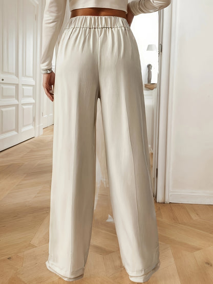 Elegant Women's Straight-Leg Office Pants in Solid Polyester
