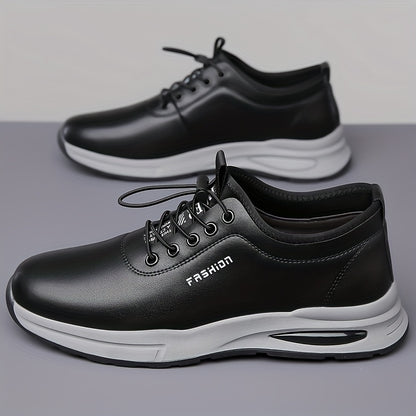 Men's Fashion Sneakers - Lightweight, Breathable Casual Shoes with Soft Rubber Sole, White  Black Design, Comfortable Low-Top Lace-Up Style for Casual Attire