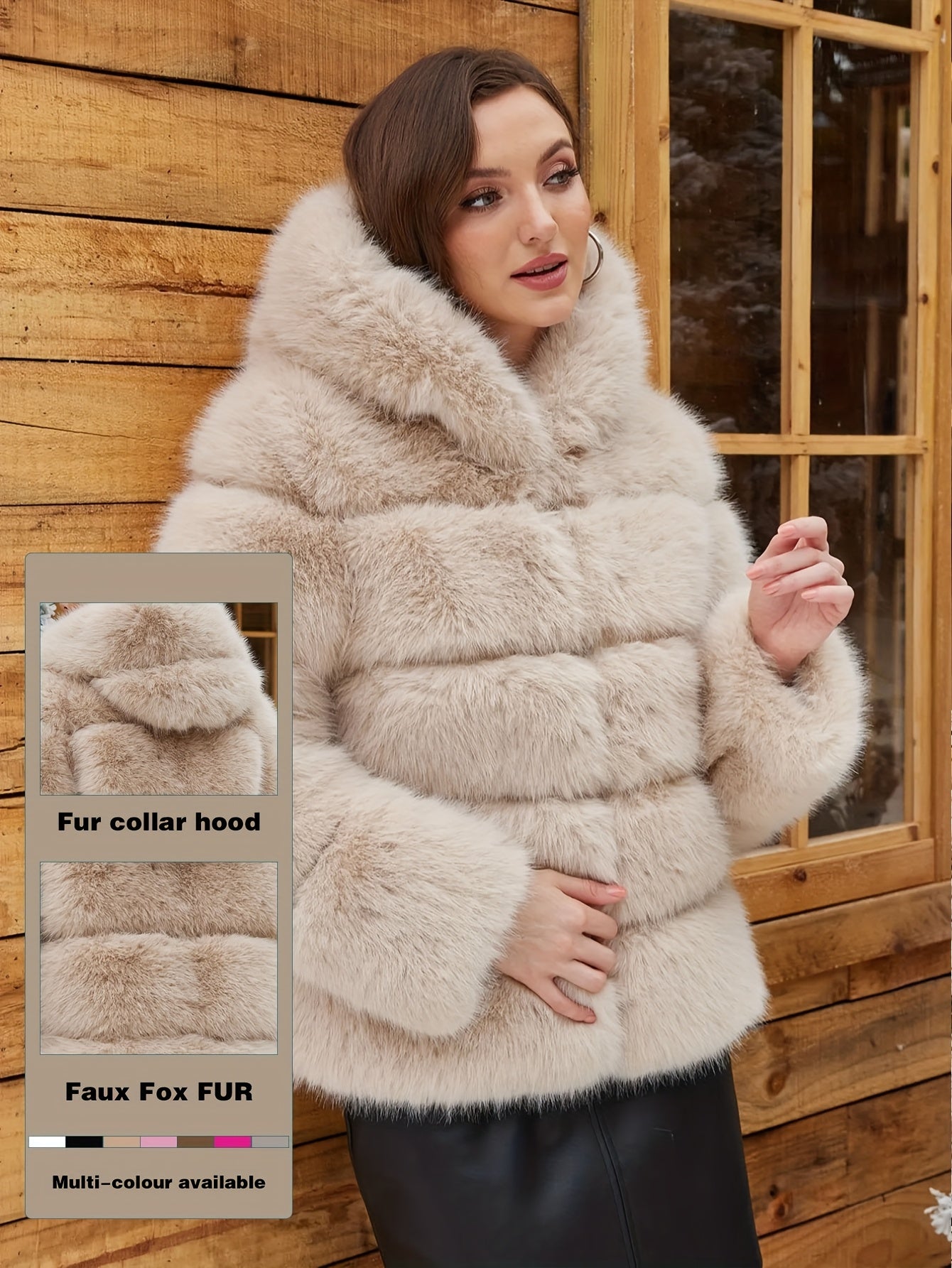Women's Elegant White faux fur coat - Luxury Winter Outerwear with Single-Button Closure, Machine Washable Cold-Weather Jacket for Evening Events, Parties & Everyday - Chic Winter Coat for Women (Solid Color, O-Line Silhouett
