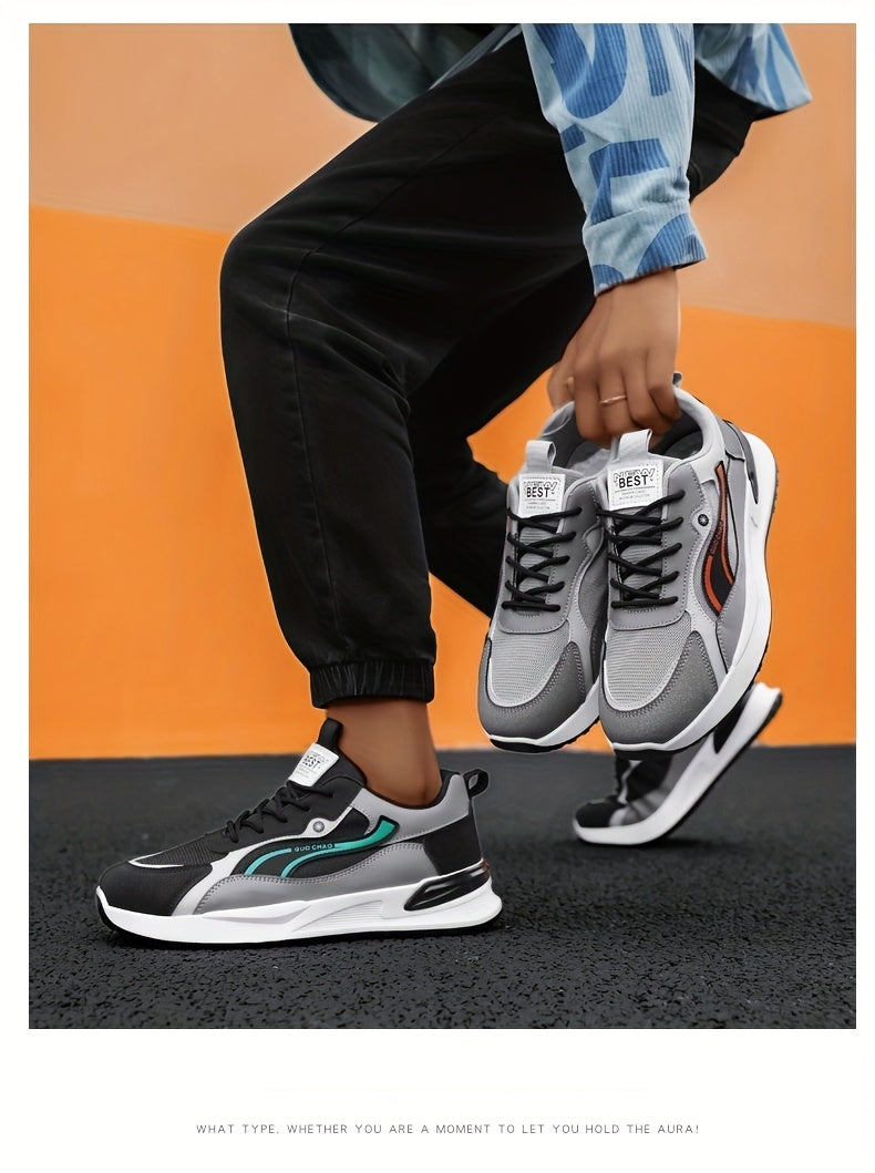 Men's Sneakers Running Shoes, Sporty Trendy Skate Shoes, Versatile Casual Loafers, Sailing Shoes, Flat Sole Skate Shoes, Green and Blue, for Spring, Autumn, Summer, All Seasons, Streetwear, Outdoor, Daily Wear, Hiking, Color- - ayq