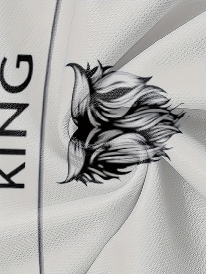 Men'S Casual Short Sleeve T-Shirt - Breathable Summer Tee with Crown  Wings Graphic, Regular Fit Round Neck, Lightweight Comfort for Casual Attire, Comfortable Clothing   Stylish Casualwear   Breathable Fabric
