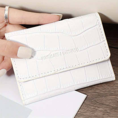 Women'S Small PU Wallet - Solid Color Short Style Featuring Card Slots And a Zippered Coin Pocket