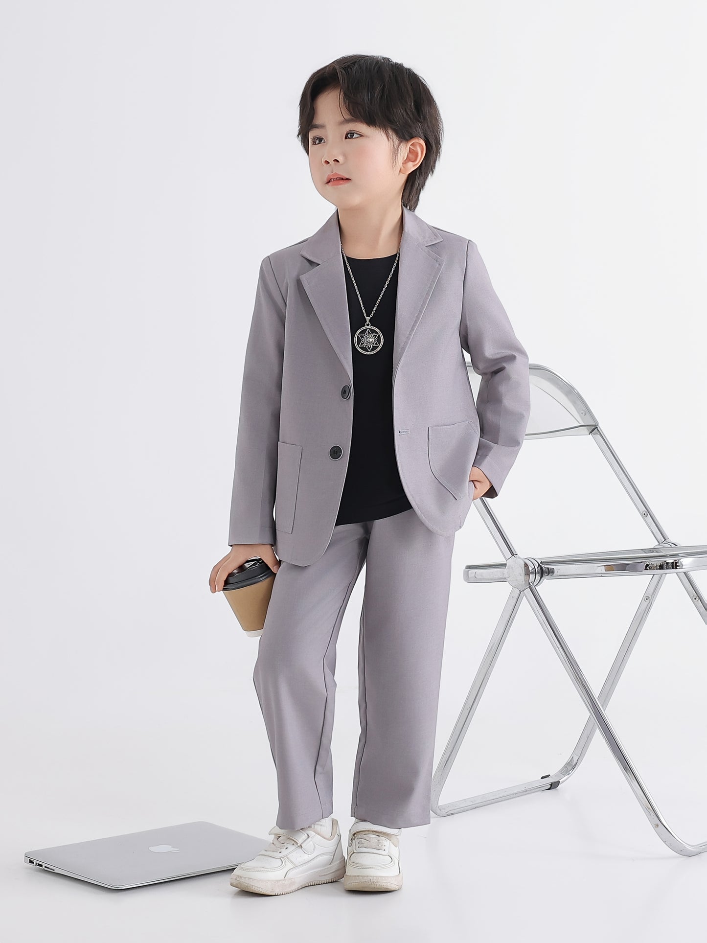 Boys' Casual Suit Set with Jacket & Pants for Special Occasions