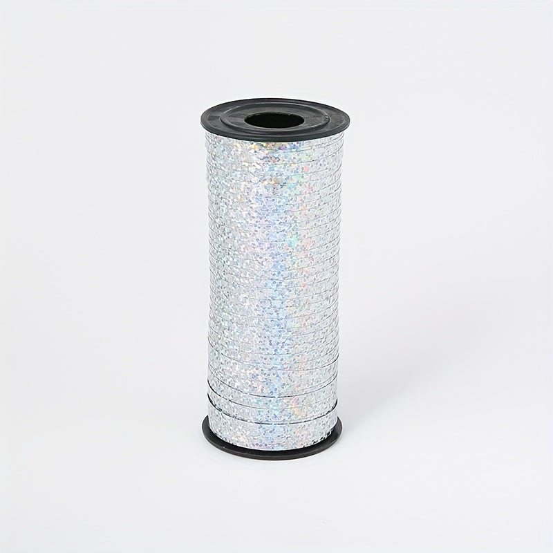 1pc91.44 meter Laser Golden/Silvery ribbon, Holiday supplies Wedding House Layout Christmas accessories Balloon Ribbon Balloon ribbon Ribbon banner Hanging flag Wedding party cake Gift wrap sealing rope Flower decoration supp