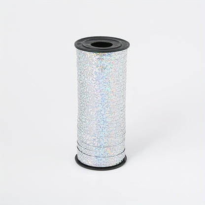 1pc91.44 meter Laser Golden/Silvery ribbon, Holiday supplies Wedding House Layout Christmas accessories Balloon Ribbon Balloon ribbon Ribbon banner Hanging flag Wedding party cake Gift wrap sealing rope Flower decoration supp