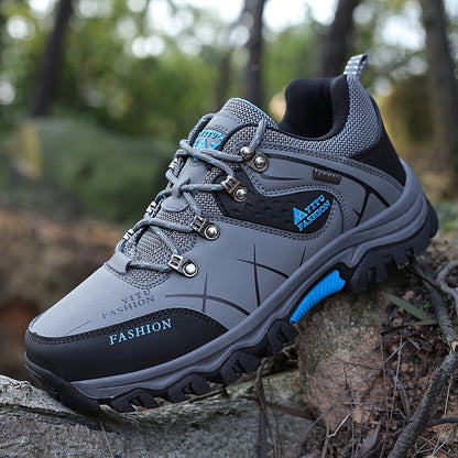 Men's Fashion Mesh Breathable Color Block Anti-skid Lace Up Hiking Shoes