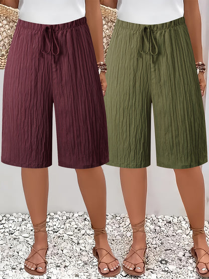 Women's Casual Solid Color Lightweight Summer Shorts Set