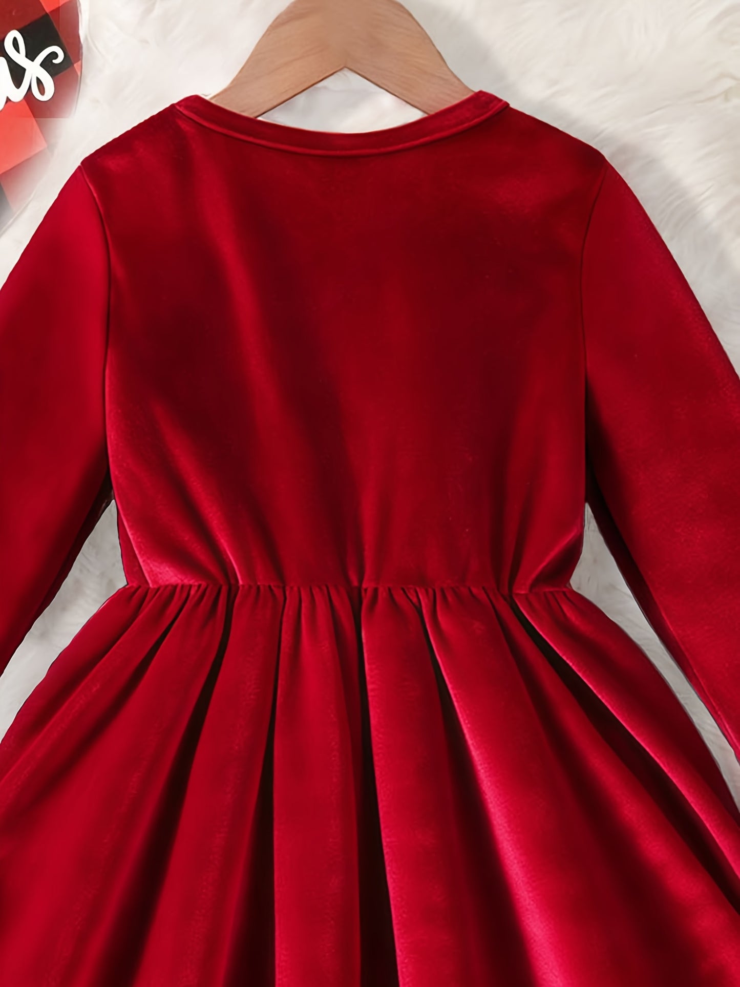 High-End Romantic Gorgeous Elegant Red Round Neck Pearl Straight-Leg Long Sleeve Cuff Skirt with 3D Bow Spring Autumn New Dress Suitable for Daily Wear, Parties, Holidays, Christmas Vacation Banquet, Campus Performance Outing