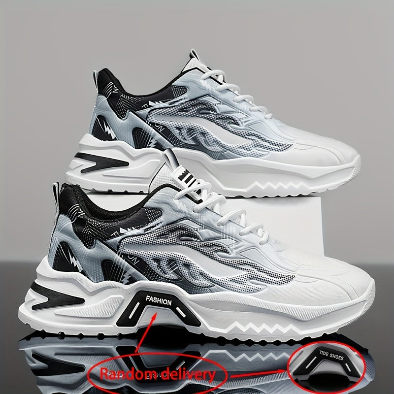 Men'S Breathable Mesh Casual Business Shoes - Low-Top Lace-Up Sneakers with Cushioned PVC Sole, All-Season Comfort for Daily Wear, Sports  Office, Grey/Black/White Design, Shoes Sneakers, Sleek Sporty Look, Comfortable Fabri