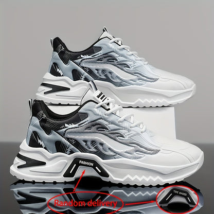 Men'S Breathable Mesh Casual Business Shoes - Low-Top Lace-Up Sneakers with Cushioned PVC Sole, All-Season Comfort for Daily Wear, Sports  Office, Grey/Black/White Design, Shoes Sneakers, Sleek Sporty Look, Comfortable Fabri