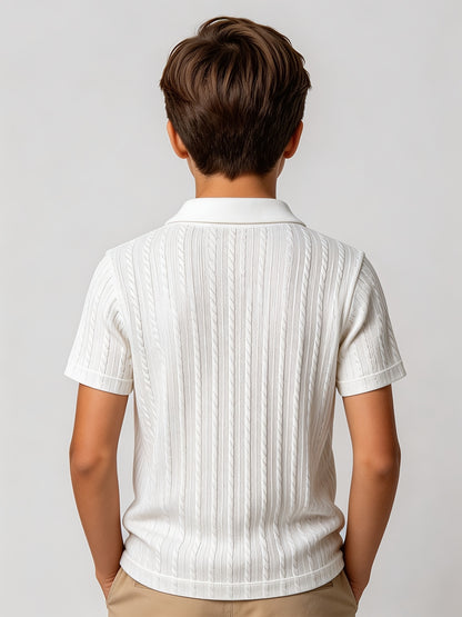 Boys' Summer Short-Sleeve Polo Shirt Casual Lapel Knit