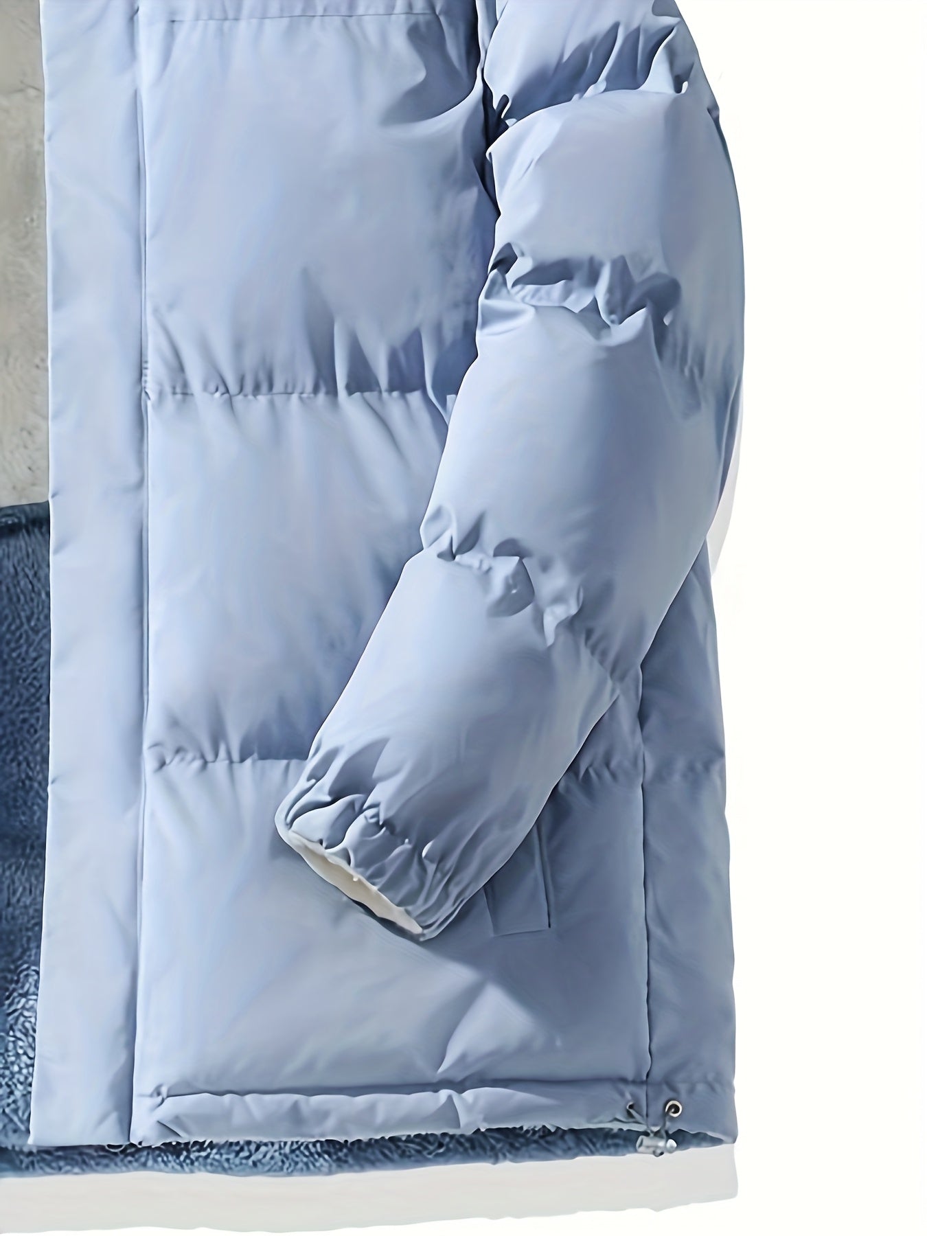 Men'S Double-Sided Fleece-Lined Thickened Jacket - Casual Stand Collar with Letter Print, Regular Fit, Pockets, Polyester Fill, Versatile for Fall/Winter, Winter Jacket