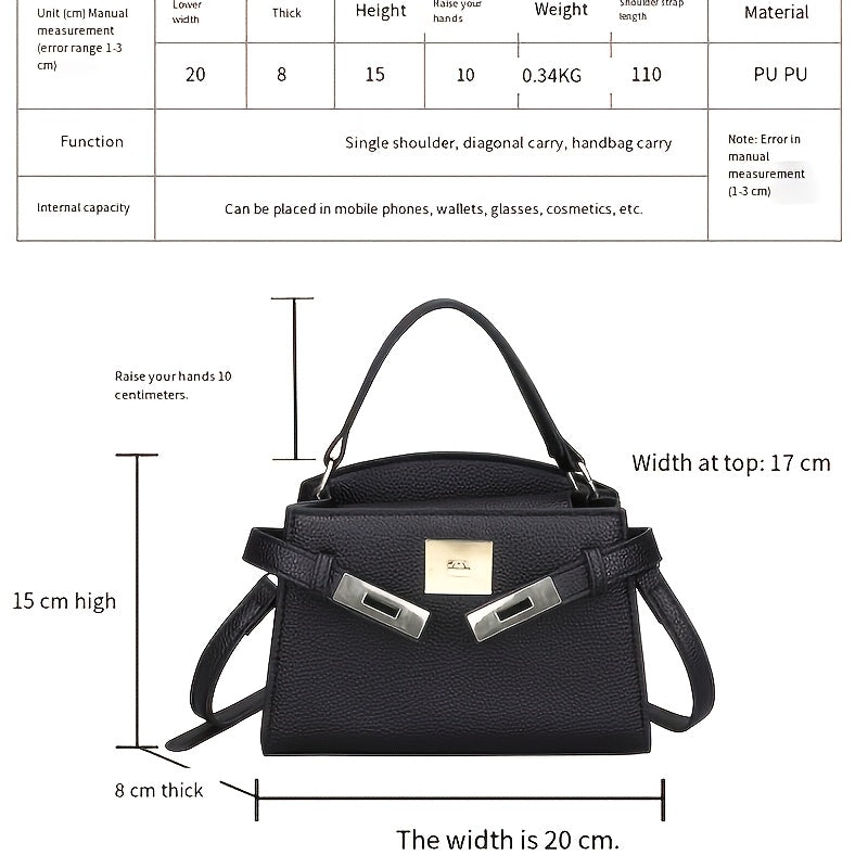 Women’s Solid Color PU Crossbody Bag with Adjustable Strap