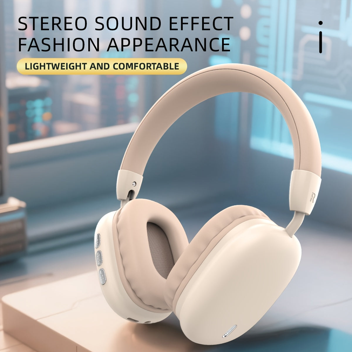 Wireless Headphones with Head-Mounted Design and Long Battery Life